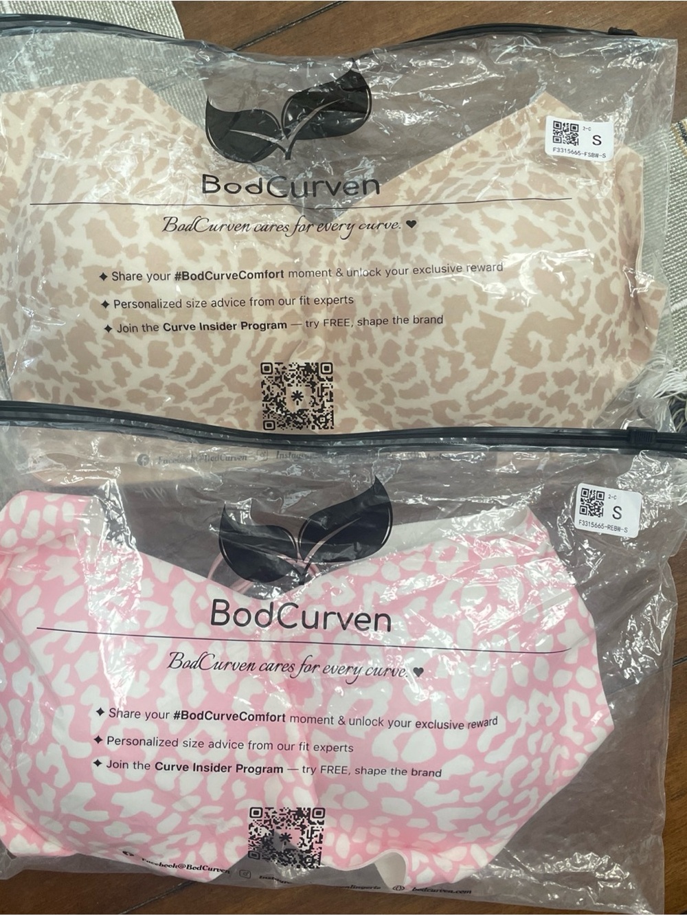 2 - NWTs Bras-Seamless (1) Pink & (1) Nude Leopard Wireless Bralette